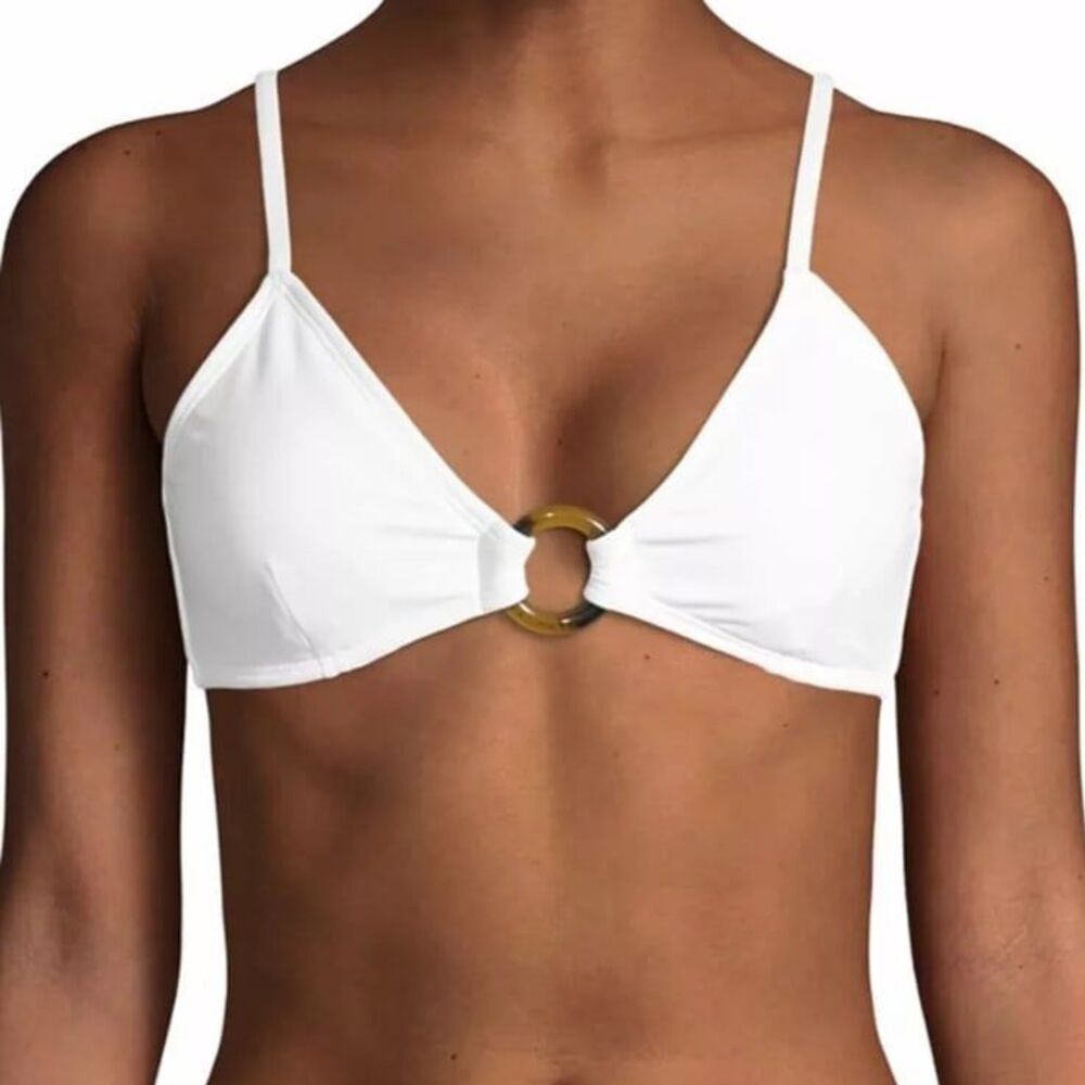 No Boundaries Juniors' Arctic White Tortoise Ring Bikini Top